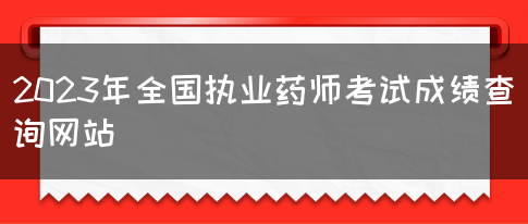 2023年全国执业药师考试成绩查询网站