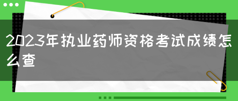 2023年执业药师资格考试成绩怎么查